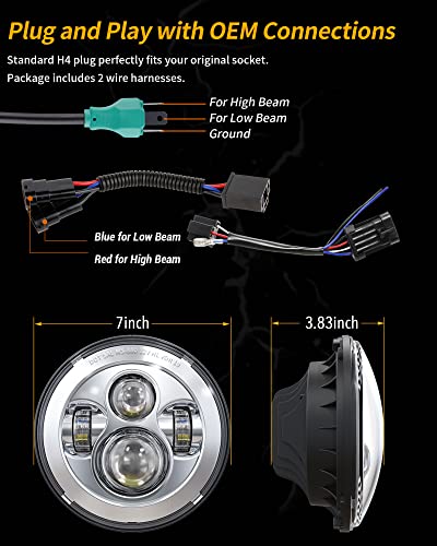 Image of XPCTD 7 Inch LED Headlight Kit For Street Glide Road King Electra Glide Ultra Classic Fat Boy Tri Cvo Heritage Softail Slim Delux Ultra Limited Chrome