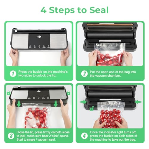 Etunia Vacuum Sealer, Vacuum Seal Machine for Dry/Moist Food Storage to Extend Fresh, 1 Air Hose for Food Containers, 2 Jar Sealers/Lids for Mason Jars - image 5