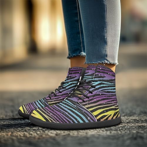 Image of Fashion Print Womens Mens High Top Barefoot Sneakers Flat Shoes