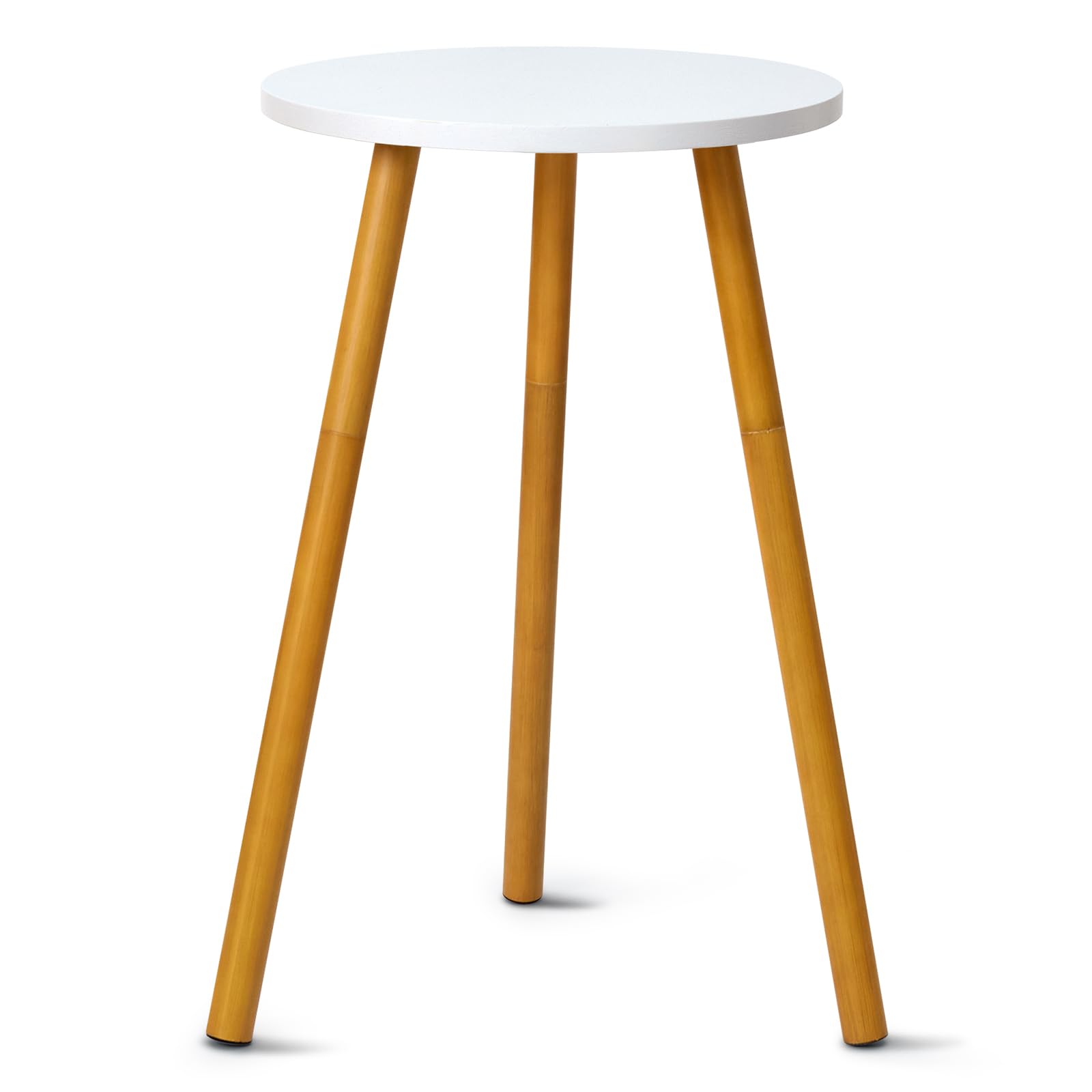 KINNARY Tall Plant Stand Indoor, Mid Century Wood White Flower Stand for Corner, Metal Plant Holder, Modern Home Decor Small Round Side End Table (11.8"x20")