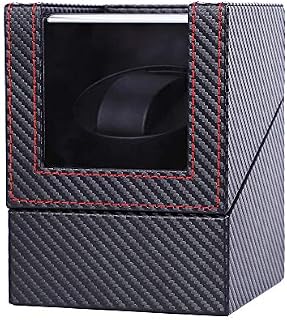 Eyeleaf Watch Winder Automatic Mechanical Leather Box with Quiet Motor Storage Display Watch Box for 1 Watch, Brown+Gray