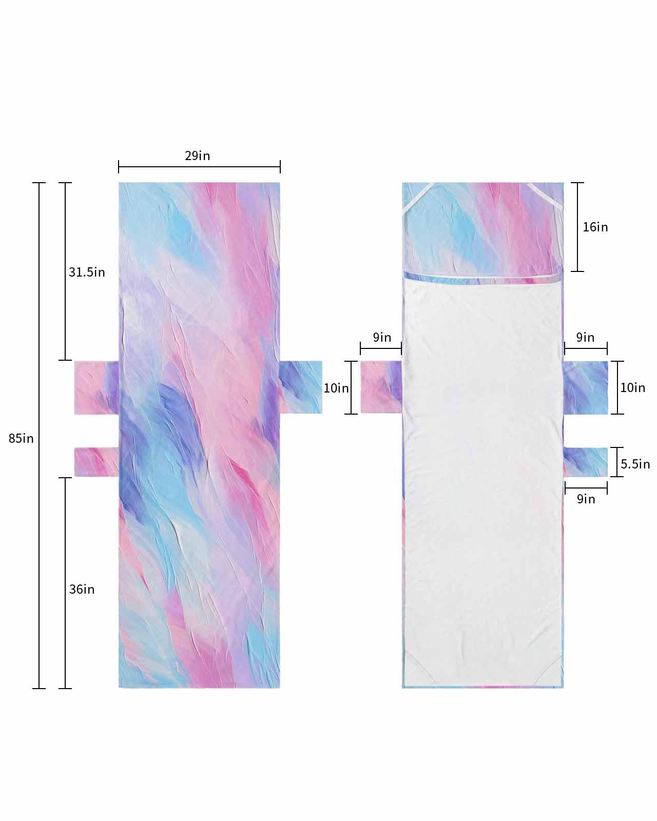 Pink Purple Beach Lounge Chair Towel Cover, Soft Chaise Lounge Towel with Side Pockets Patio Pool Chairs Cover for Beach/Pool Sunbathing 29x85 Contemporary Blue Smear Painting Abstract Art