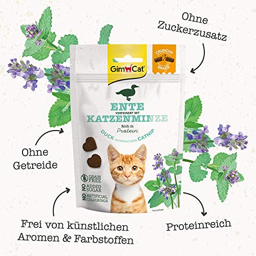 GimCat Crunchy Snacks Ente mit Katzenminze - Knuspriges und proteinreiches Katzenleckerli ohne Zuckerzusatz - 1 Beutel (1 x 50 g) - Image 3