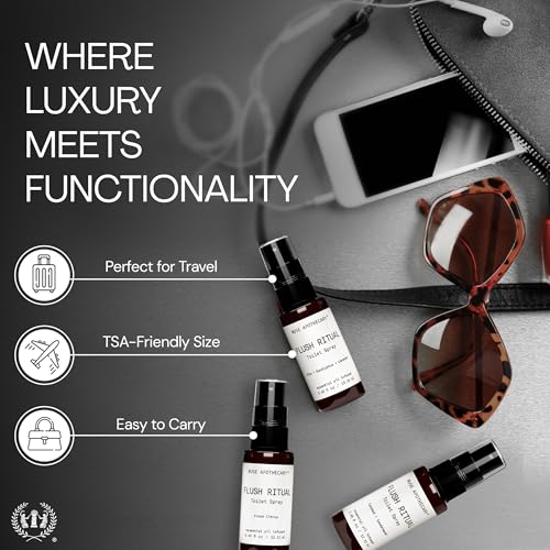 Image of Muse Apothecary Flush Ritual - Aromatic & Refreshing Toilet Spray, Use Before You Go, Infused with Natural Essential Oils - Fresh Citrus - Travel Size Mini Collection, 0.45 oz, 3 Pack