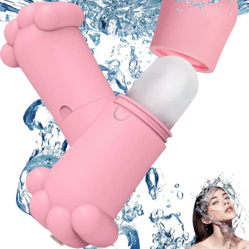 Ice Roller for Face and Eye, Facial Roller Ice Mold Sink Care, Reusable Silicone Gua Sha Massage, Ice Cube for Beauty, Stress and Pain Relief (Pink)2Pack