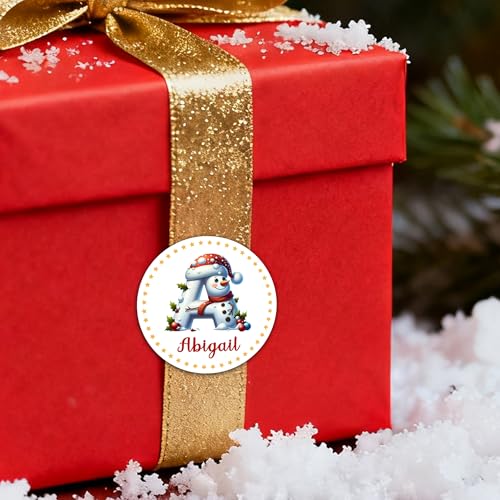 Image of Personalized Elf Snowman House Initial Christmas Stickers