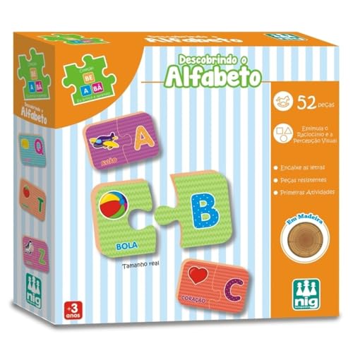 Jogo descobrindo o alfabeto, madeira Bê a Bá