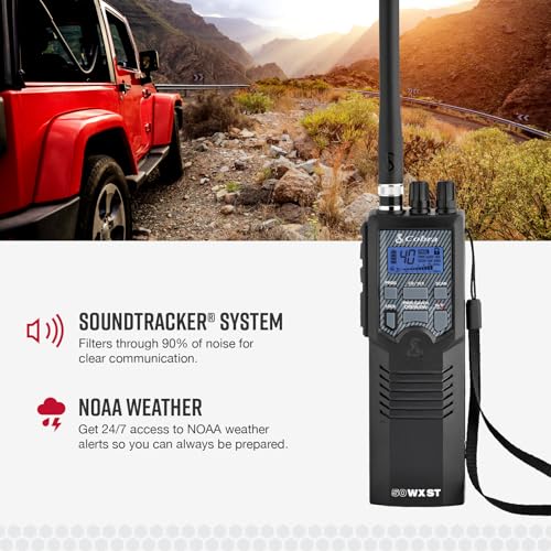 Image of Cobra HH50WXST Handheld CB Radio - Emergency Radio with Access to Full 40 Channels and NOAA Alerts, Earphone Jack, 4 Watt Power Output, Noise Reduction and Dual Channel Monitoring, Black