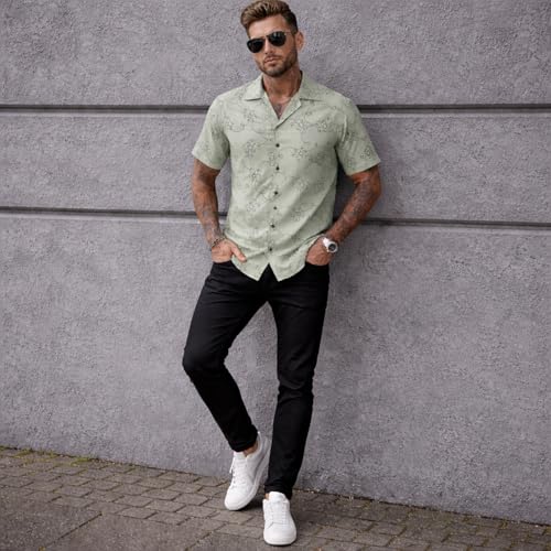 Image of Lymio Men Shirt || Men Embroidery Design Half Sleeve Cotton Shirt (Available Also Packs) (Embro-Flower)