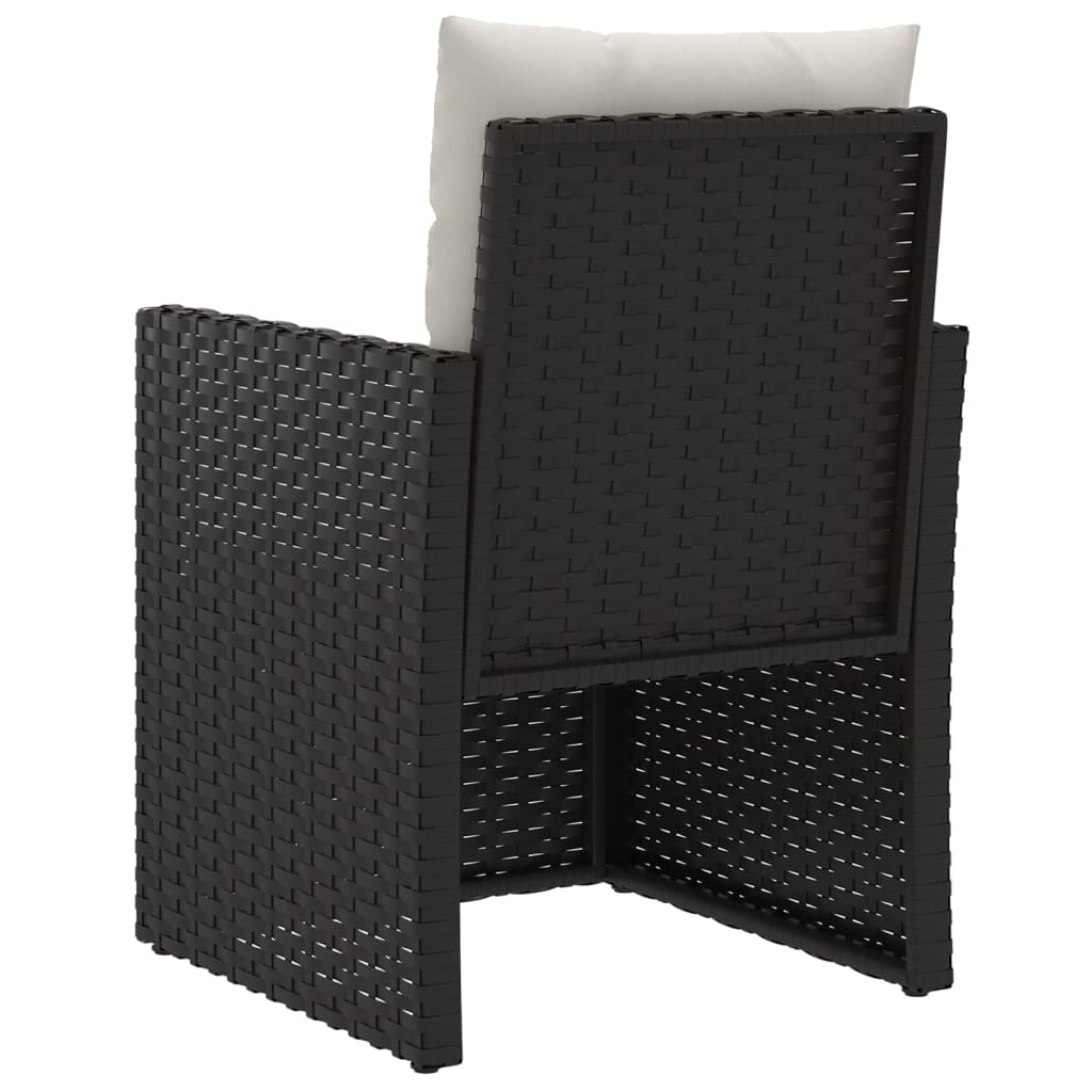 vidaXL Poltrona da Giardino con Cuscini Nera in Polyrattan