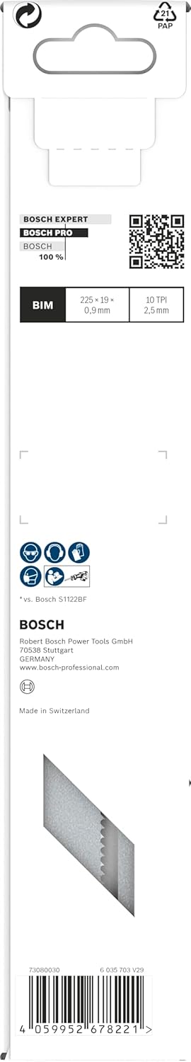 Bosch 5 x Pro Pallet S1122HFR Repair Fast Reciprocating Saw Blade (for Steel, Wood with Nails, Length 225 mm, Professional Accessories Reciprocating Saw)