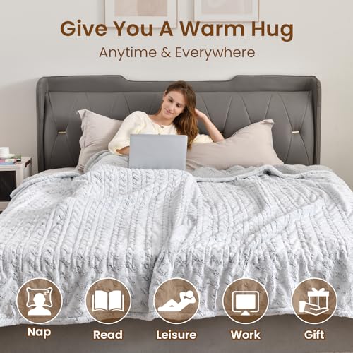 Image of Bearhug Electric Blanket King Size 100 inch x 90 inch Dual Controllers Heated Blanket, 10 Heat Settings, 1-12 Hour Auto Shut-Off, Faux Fur & Sherpa Dual-Sided, Machine Washable, Gift-Ready Elegant Packaging