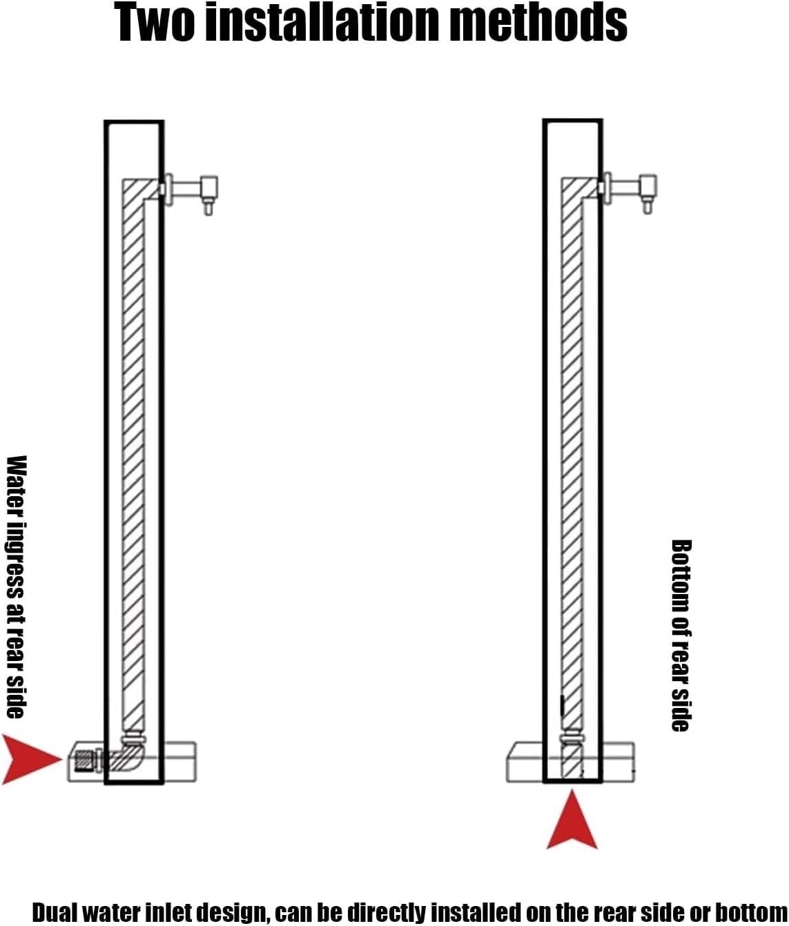 Robinet de jardin sur socle, Colonne d'eau extérieure en acier inoxydable | Noir, 60 cm/23,6 pouces et 95 cm/35,4 pouces, arrosage du jardin : connectez le tuyau d'arrosage(Black a,95CM/35.4IN)
