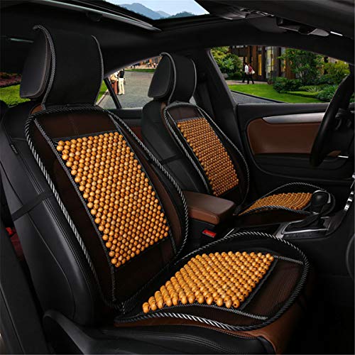 Image of Wood Bead Car Seat Cover Cushion, Cooling & Breathing, Automotive Beaded Driver Seat Massager Cushion for Lower Back Pain