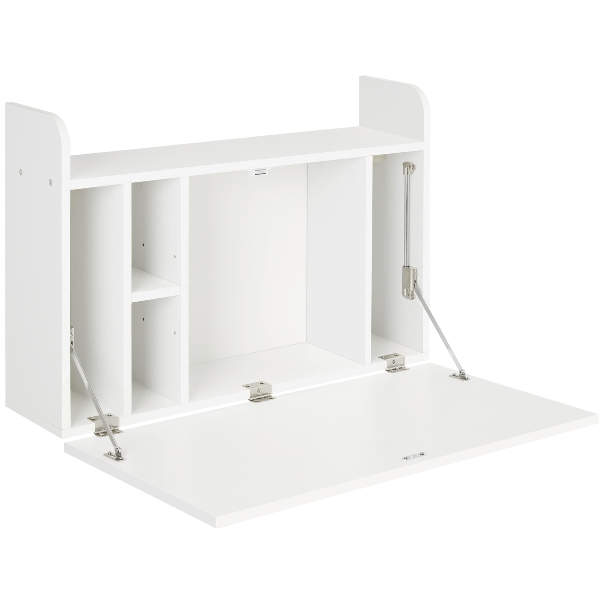 HOMCOM Bureau Suspendu Bureau Mural avec Rangements 77 x 20 x 51 cm Blanc