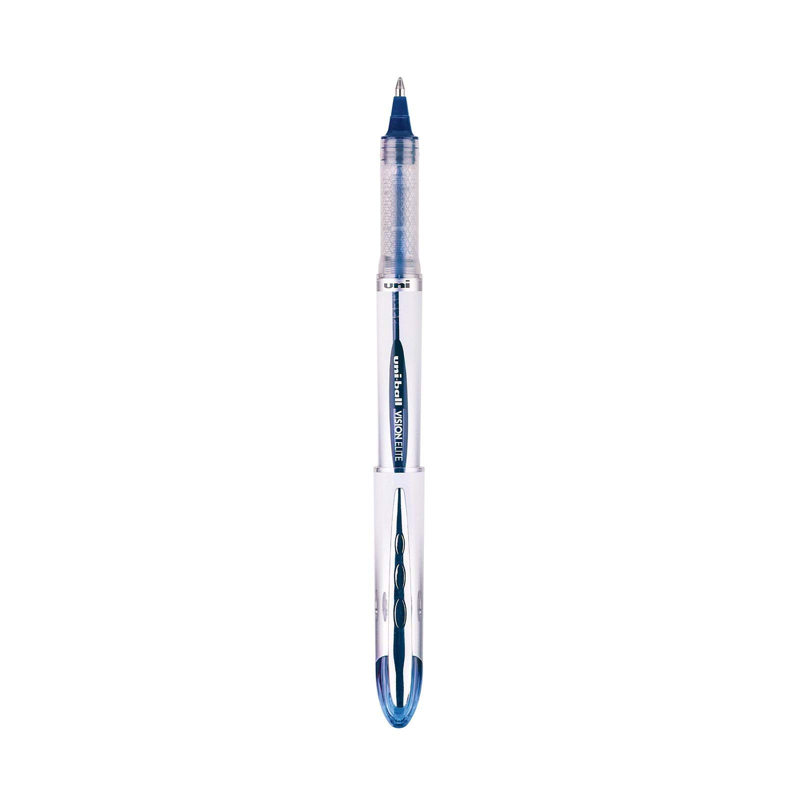 UNI-BALL - Uni Mitsubishi Pencil - 10 Stylos Uni-Ball Vision Elite UB200 - Airplane Safe - Stylo Roller Encre Liquide - Pointe 0,8 mm - Écriture Medium - Stylos Bleus