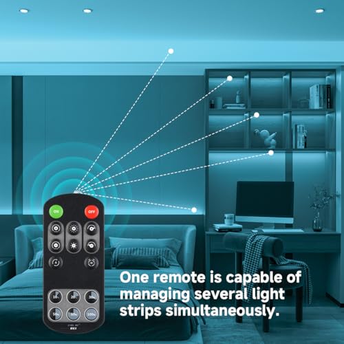 Image of BTF-LIGHTING Ice Blue Color COB LED Strip Light, UL Listed High Density Flexible Tape Light with RF Remote & ETL Power Adapter, DC24V 16.4FT Ultra Bright Light for Cabinet Kitchen Home Indoor Lighting