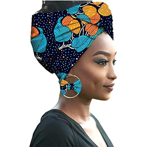 HZQIFEI Women's African Turban Head Wrap, Elastic Headwear Headwrap Hair Decorations (Style#13, 55 * 180cm) Cover