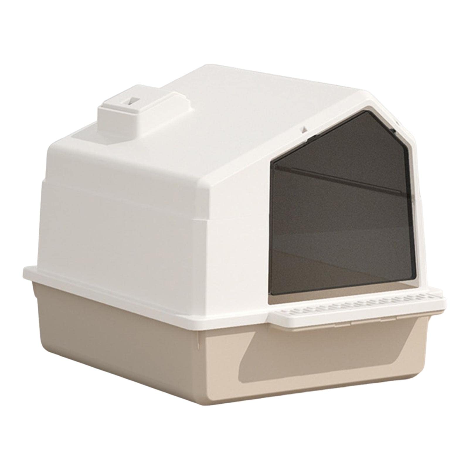 Arenero Grande para Gatos, Integrado, con Tapa Y Pala Incorporada - Fácil de Limpiar - Fabricado en PP - Práctico para Gatos de Interior, marrón
