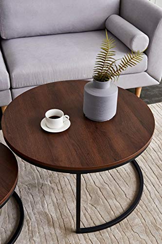 jassi.jae Coffee Table Modern Metal Frame Round Coffee Table w/Little jassi.jae Coffee Table Modern Metal Frame Round Coffee Table w/Little