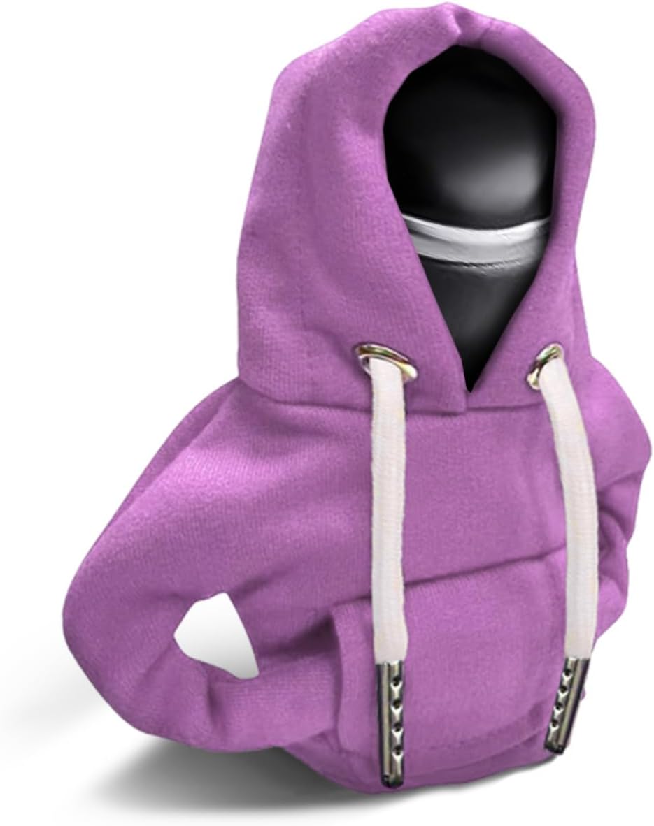 Gear Shift Hoodie, Car Gear Shift Cover, Fashionable Hoodie Car Shifter Knobs, Auto Interior Decor Accessories Cute Shifter Knob Hoodies Universal for Manual & Automatic (Purple)