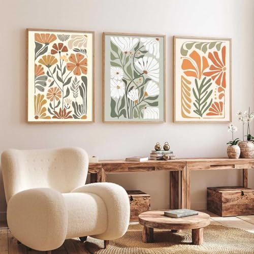 Image of kotart Home Decor Boho Painting Decorative Wall Art poster With Frame For Living Room Bed Room Hotel Wall Decor Digital Reprint Set of 3 (10X13 inch)