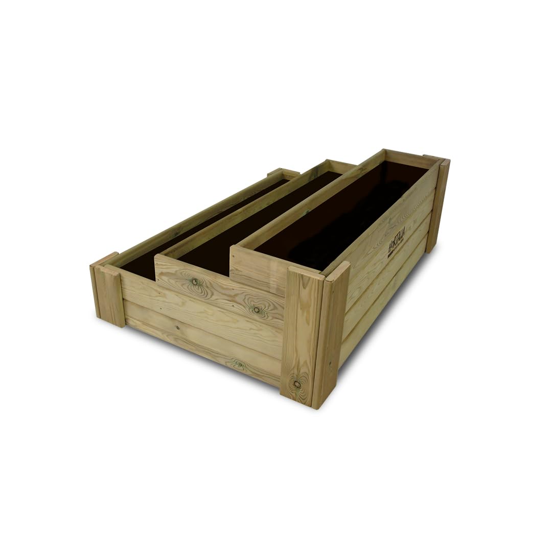 Hortalia Huerto Urbano 120x80 Escalera de Madera - Protección Autoclave Nivel IV - Box Stairs 120