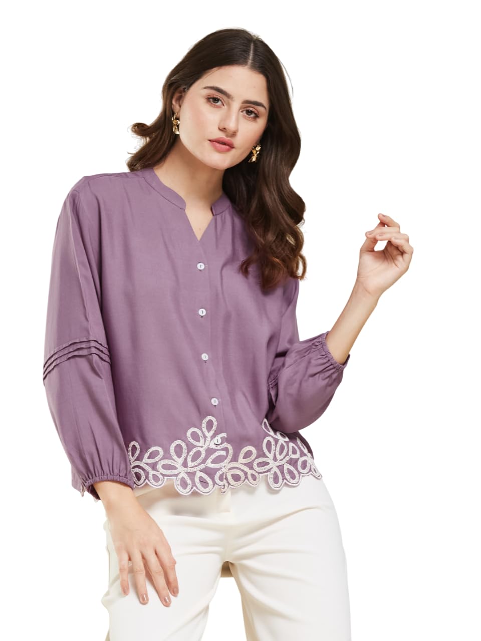 Women's Stylish Embroidered Casual Shirt(320-JT)