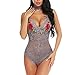 Ropa Interior eróticos de Cuero y látex para Mujer Lencería Sexy de Peluche para Mujer lencería Sexy lencería de Malla Bordado de Flores Pijama lencería Ropa Sexy-Gray_S