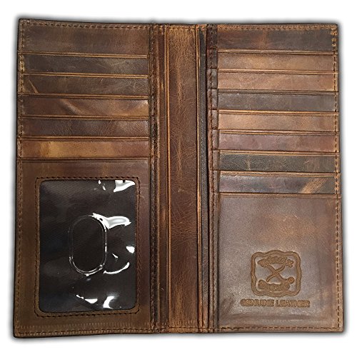 Twisted X Distressed Brown and White Checkbook Wallet, Large3