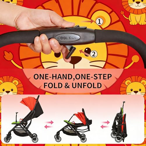 Image of Cool Kids Baby Stroller, Portable Umbrella Stroller with Automatic Folding Function Suitable for Walking, Shopping, and Amusement Parks