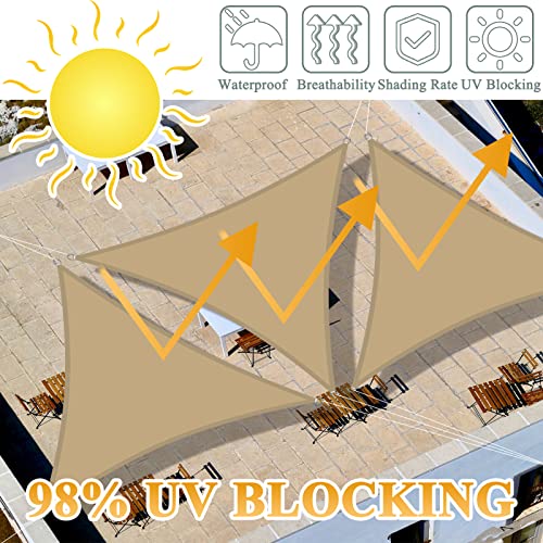 Teynewer Sun Shade Sail Triangle 5x5x5m Waterproof Shade Sail for Outdoor Garden Patio Party 98% UV Block Sunscreen Awning Canopy Sunsail with Free Rope - Image 2