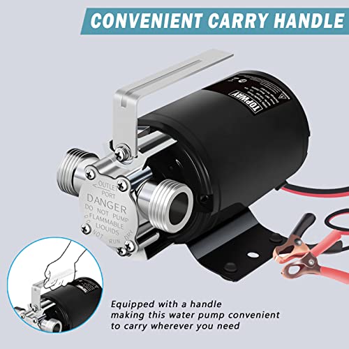 Topway Water Transfer Electric Sump Utility Pump 330 Gph 1/10Hp With Water Hose Kit (12V Dc)… #TOP4