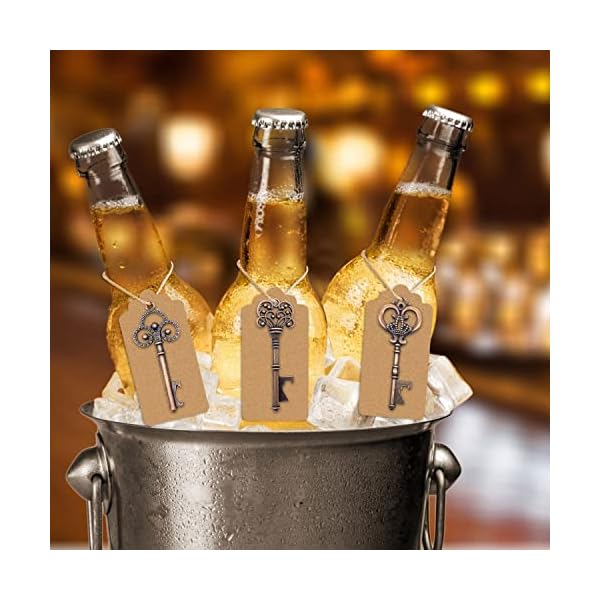 Clave Abrebotellas 50Pcs, Llave Abrebotellas Retro para Decoración de Bolsas de Recuerdos de Boda (Cobre) - Imagen 8