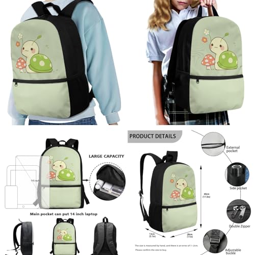 Snail Mushroom School Bag for Boys Girls Backpack with Lunch Bag for Kids Age 8-10 11-13 Years Child Book Bag with Pencil Case 3 in 1 School Backpack Set4