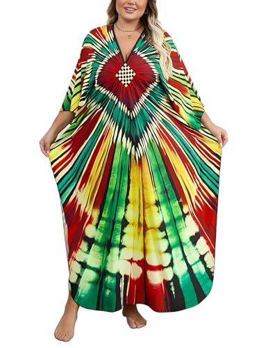 Image of Kaftan Dress for Women - Plus Size Caftan Maxi Beach Dress Moo Moos Loungewear, Swimsuit Cover Up for Beach, Pool or Vacation