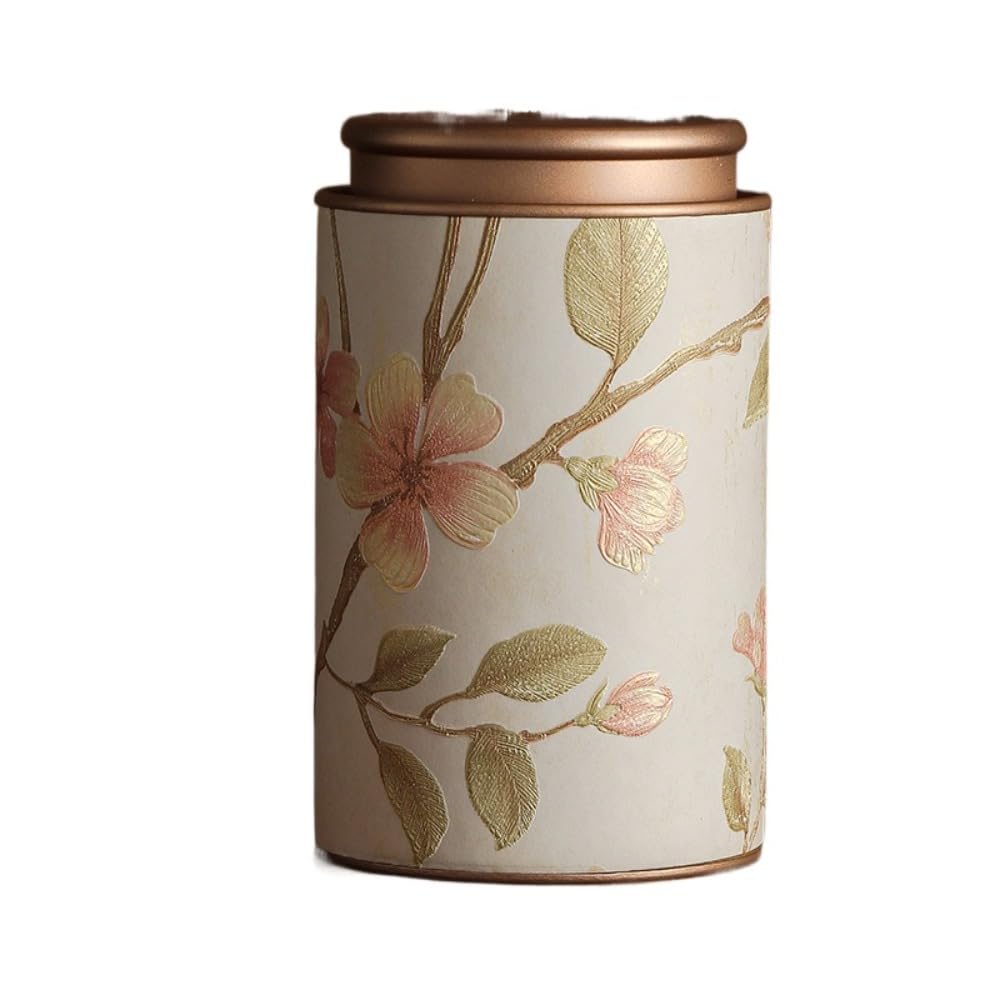 Tea Tins for Loose Tea With Lid,Elegant Metal Tinplate Empty Tins, Japanese Style Tin Cans Loose Tea Storage, for Coffee, Candy, Herbs