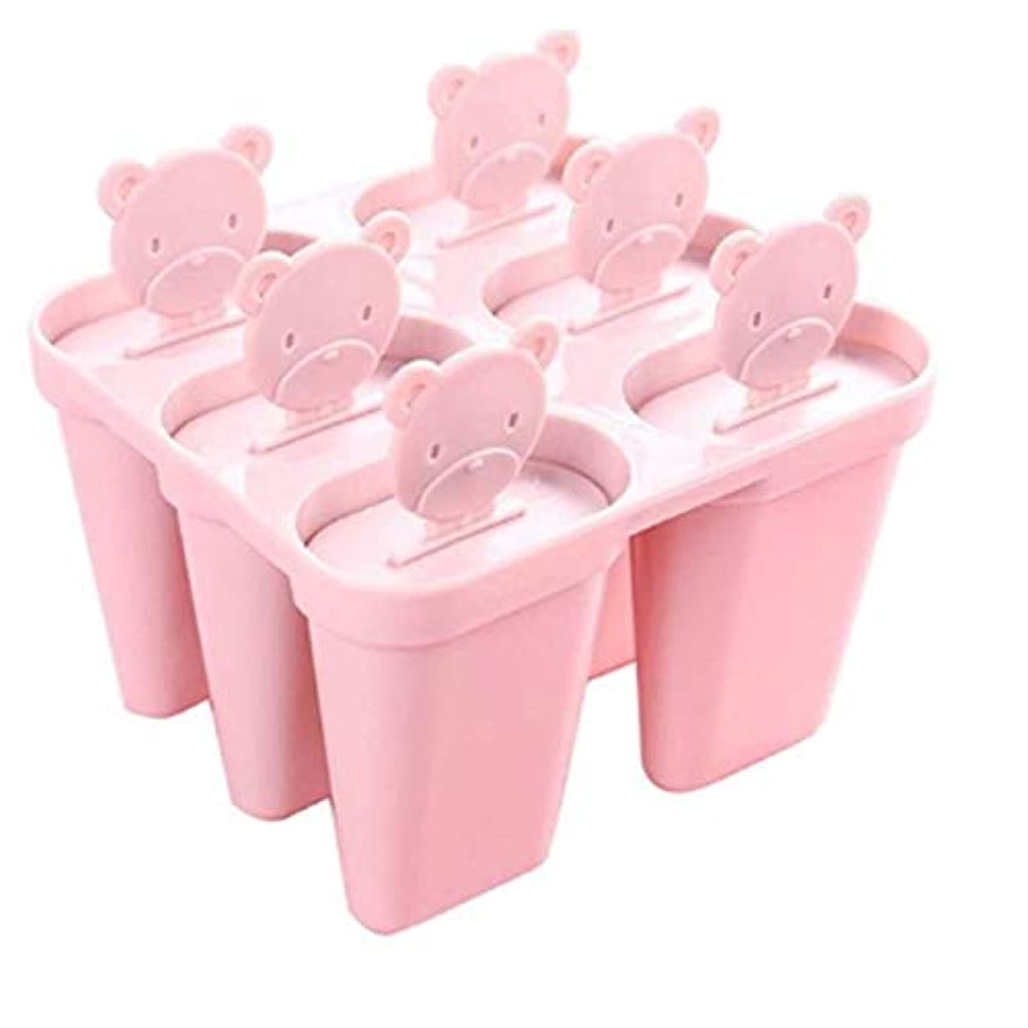 Ice Lolly Molds Maker Form DIY Cute 6 Cavity Bear Mold Popsicle Molds Yogurt Ice Box Fridge Frozen Ice Cream Tools