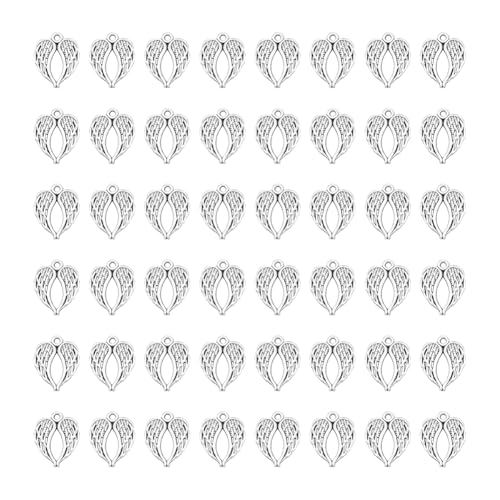 UNICRAFTALE 50pcs Angel Wings Charms Mrtal Wing Pendants Feather Vintage Charms Dangle Pendants for DIY Jewelry Making Necklace Bracelet Earrings Christmas Supplies Craft