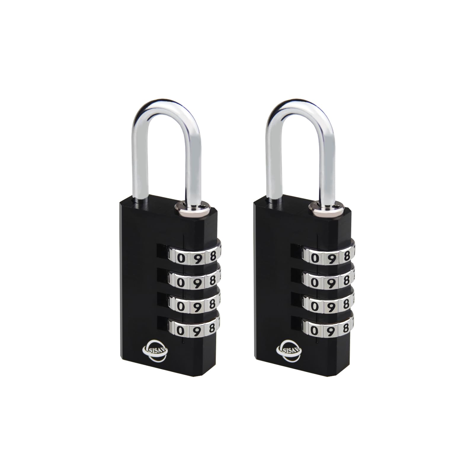 Cadenas à combinaison à 4 chiffres en aluminium lot de 2 serrures noires