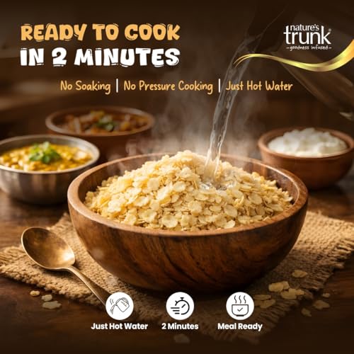 Image of Nature's Trunk Quinoa Flakes 350gm (Pack of 1) | Atukulu Style Quinoa Flakes | High Protein & Fiber | Wholegrain Breakfast Cereal | Gluten Free Quinoa Poha | Saphonin Free | Diet Food for Weight Loss