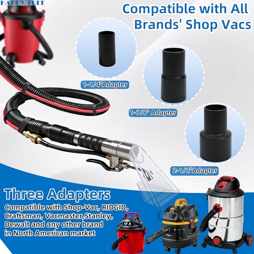 Image of Happy Tree Universal Fit All Brands' Shop Vac Extractor Hose Kit Adapter Wet-Dry Extraction Accessory for Upholstery & Carpet Cleaning Auto Detailing Wet Vaccum Accessories with 25 Feet Water Hose