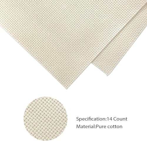 Image of 14CT Aida Cloth - 30x35 Inch Cross Stitch Fabric for Embroidery, Pre-Cut Needlework Material, Acid-Free, Durable Weave(Khaki)