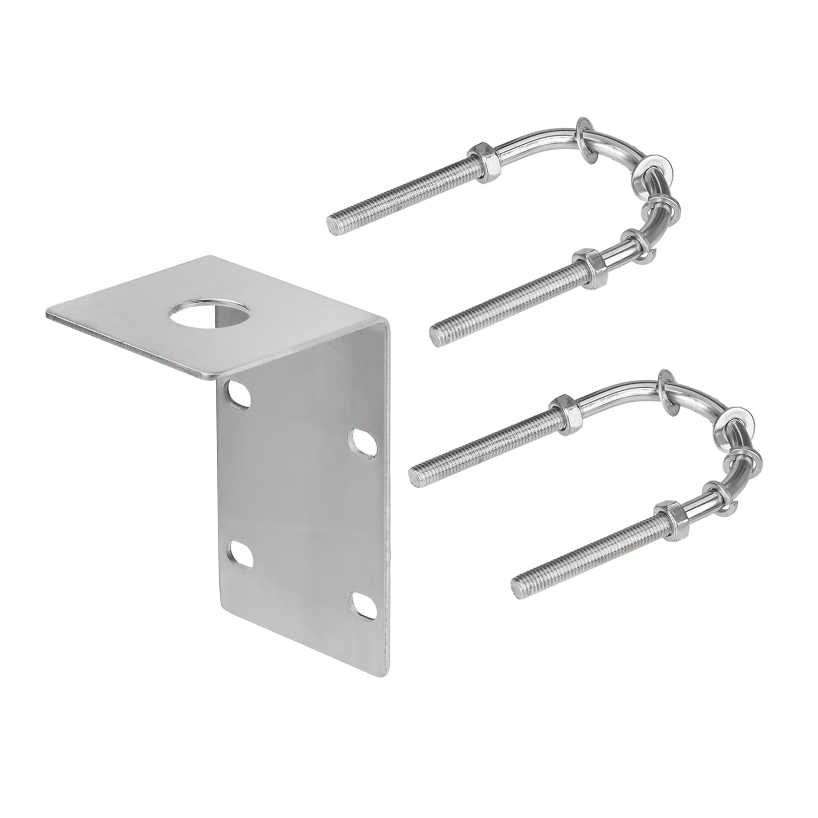 Bingfu Staffa di Montaggio Antenna in Acciaio Inossidabile con Bulloni a U, Foro da 16 mm, Cavo coassiale RG58 UHF PL259 a SO239 5 m per Radio Mobili e Amatoriali