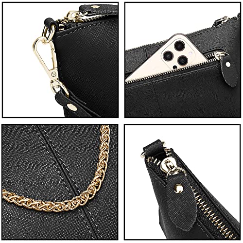 Image of YALUXE Genuine Leather Wristlet Handbags Purses Cell Phone Pocket Clutch Wallet Crossbody Bags for Women