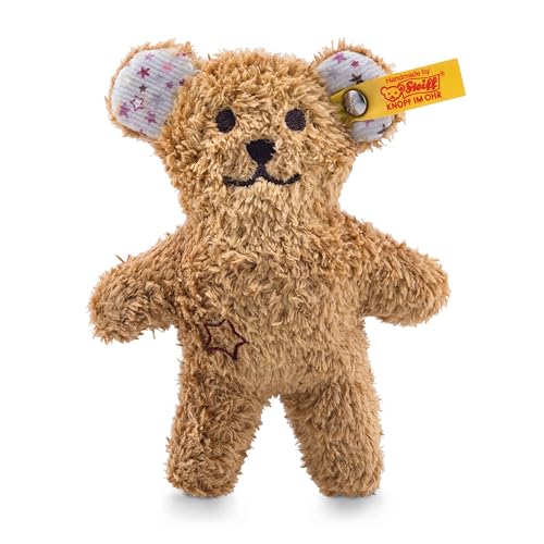 Steiff Kuscheltier Mini Knister Teddybär mit Rassel, Süßes Stofftier, Jungen, Mädchen & Babys ab 0 Monaten, Spielzeug 11 cm, Klein, Hellbraun, 240669