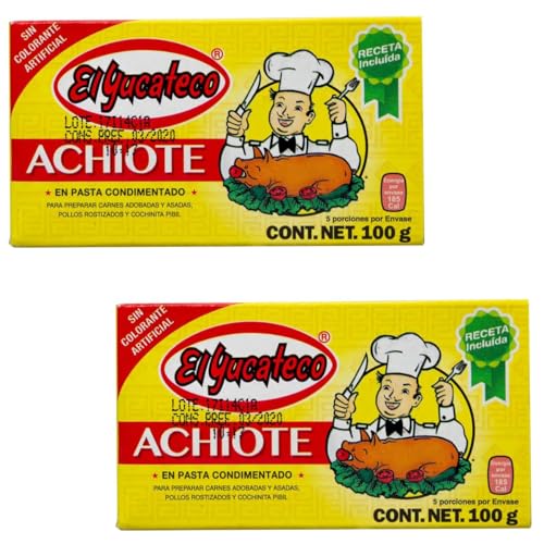 Pack 2 Achiote en Pasta Condimentado El Yucateco – 2 x 100 g | Sabor Auténtico Mexicano para Cochinita, Tacos y más | Condimento Natural Tradicional