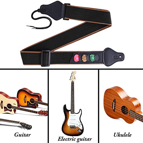 Sangle de Guitare,Guitare électrique Bandoulière Réglable Coton Cuir 5cm de Largeur et Longueur Réglable avec Porte… - Les Beatles, Paul McCartney, John Lennon, RIngo Starr, George Harrison Sangle de Guitare,Guitare électrique Bandoulière Réglable Coton Cuir 5cm de Largeur et Longueur Réglable avec Porte… – Image 3