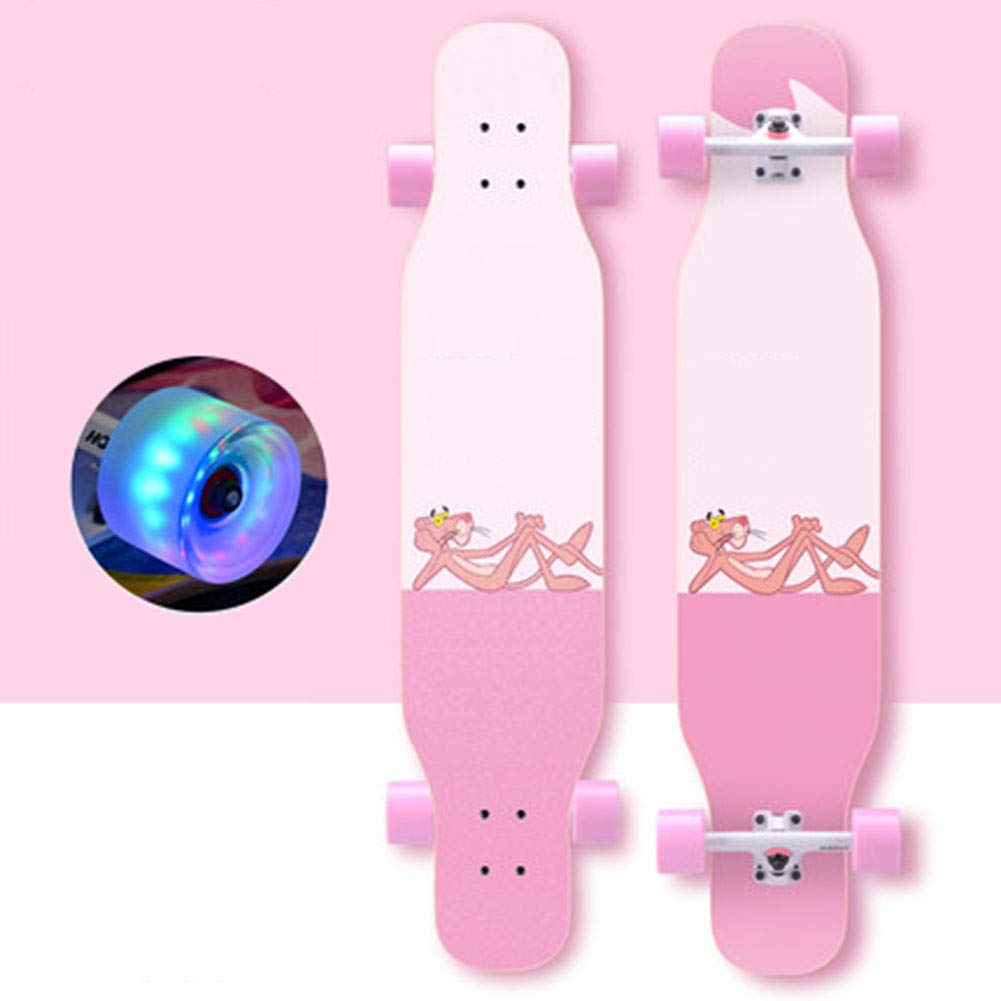 Longboards Cruiser 43 Pulgadas Retro Doble Patada Skateboards 7 Capas De Arce Freestyle Principiante Monopatines,Niños Adultos Jóvenes Niñas PU Rueda Flash Monopatín Penny Board