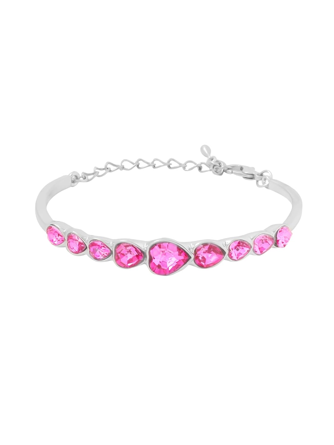 Yellow Chimes Bracelet for Women and Girls | Fashion Multicolor Crystal Bracelets for Women and Girls | Heart Shaped Silver Toned Bracelet | Birthday Gift for Girls and Women